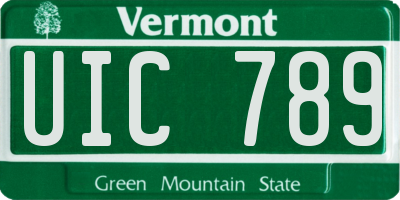 VT license plate UIC789