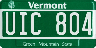 VT license plate UIC804