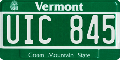 VT license plate UIC845