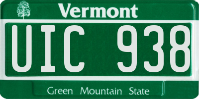 VT license plate UIC938