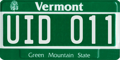 VT license plate UID011