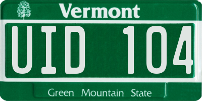 VT license plate UID104