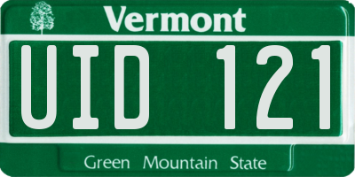 VT license plate UID121