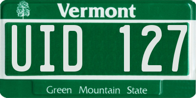 VT license plate UID127