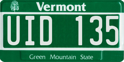 VT license plate UID135