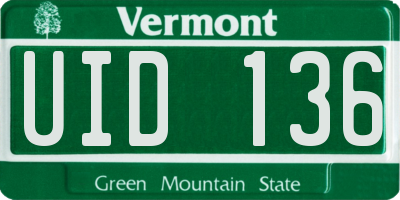 VT license plate UID136