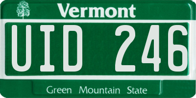 VT license plate UID246