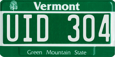 VT license plate UID304
