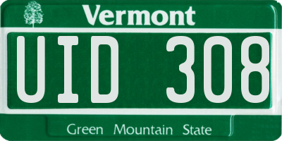 VT license plate UID308