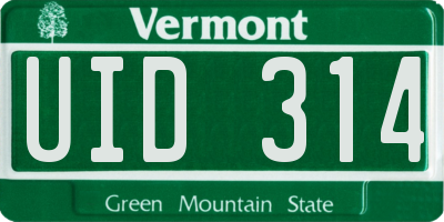 VT license plate UID314