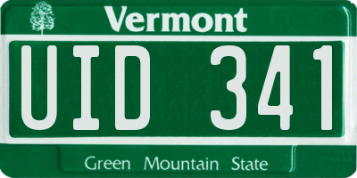 VT license plate UID341