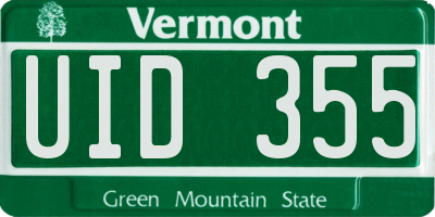 VT license plate UID355