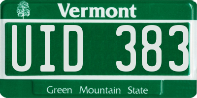 VT license plate UID383