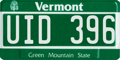 VT license plate UID396