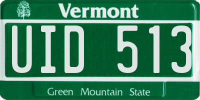 VT license plate UID513