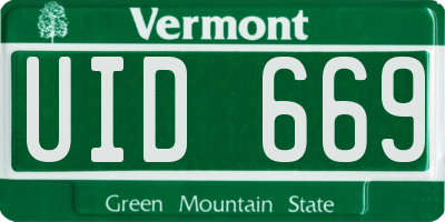 VT license plate UID669