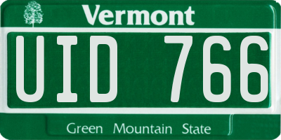 VT license plate UID766