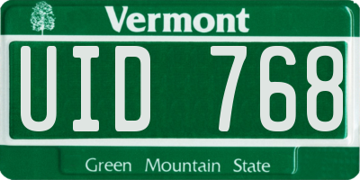 VT license plate UID768