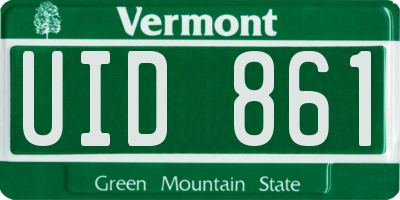 VT license plate UID861