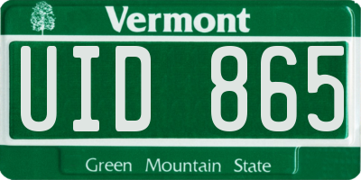 VT license plate UID865