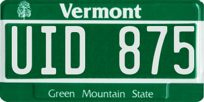 VT license plate UID875