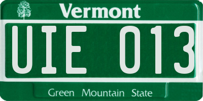 VT license plate UIE013