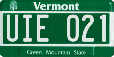 VT license plate UIE021