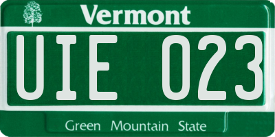 VT license plate UIE023