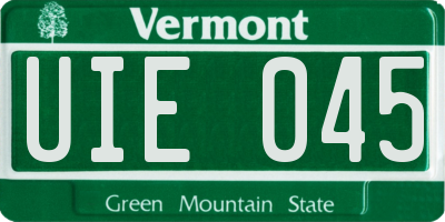 VT license plate UIE045