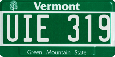 VT license plate UIE319