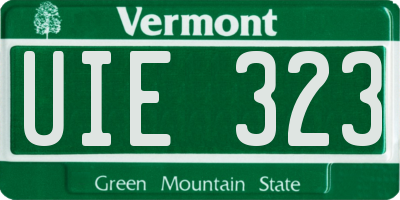 VT license plate UIE323