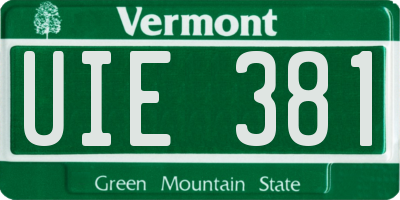 VT license plate UIE381