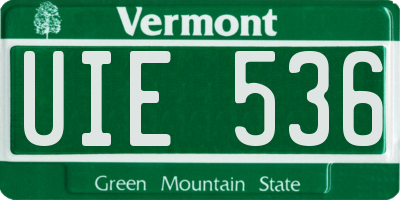 VT license plate UIE536