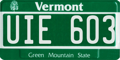 VT license plate UIE603
