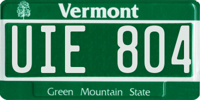 VT license plate UIE804