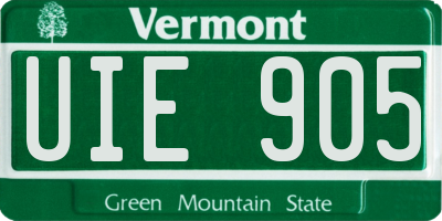VT license plate UIE905