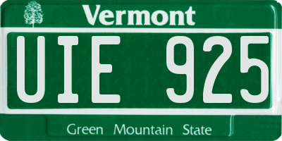 VT license plate UIE925