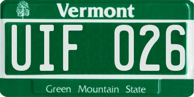 VT license plate UIF026