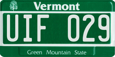 VT license plate UIF029