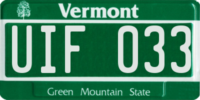 VT license plate UIF033