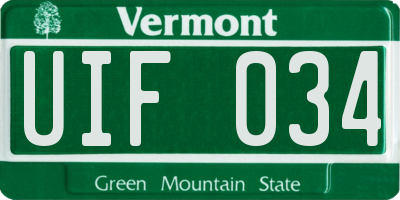 VT license plate UIF034