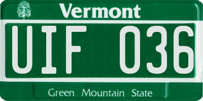 VT license plate UIF036