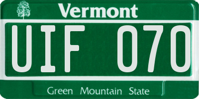 VT license plate UIF070