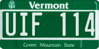 VT license plate UIF114