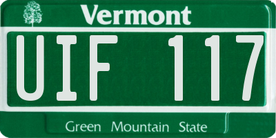 VT license plate UIF117