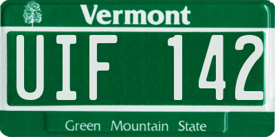 VT license plate UIF142