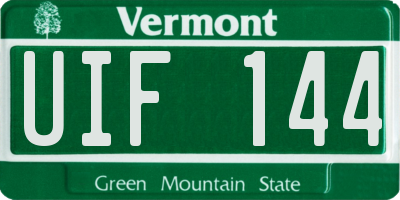 VT license plate UIF144
