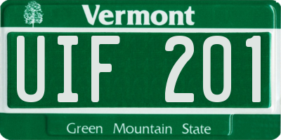 VT license plate UIF201