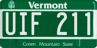 VT license plate UIF211
