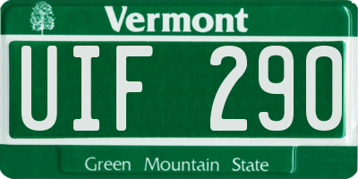 VT license plate UIF290